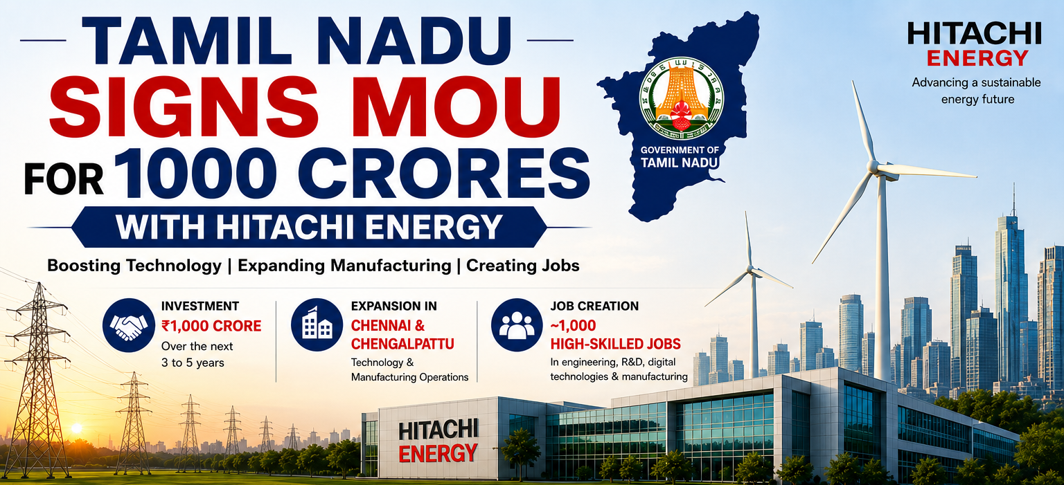 Tamil Nadu Signs ₹1,000-Crore MoU with Hitachi Energy