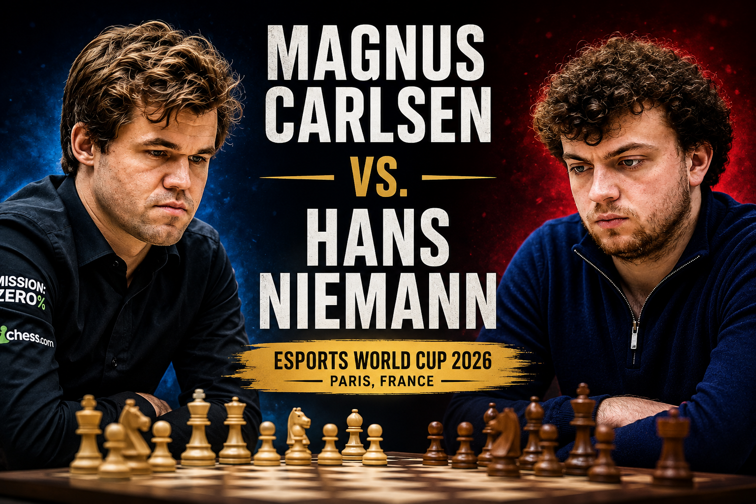 Magnus Carlsen VS. Hans Niemann at EWC 2026  in Paris